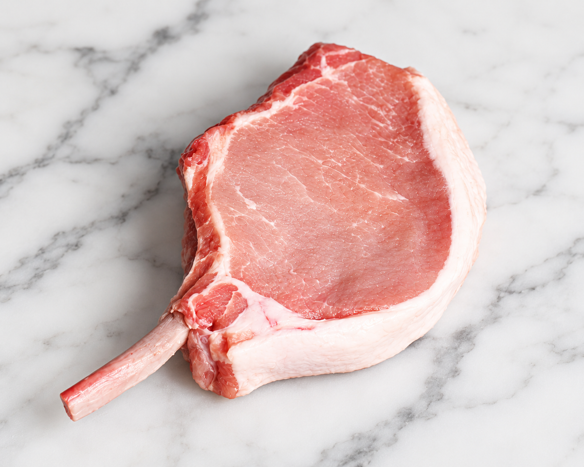 Duroc Pork Rack Chop B/In Frenched 8 OZ