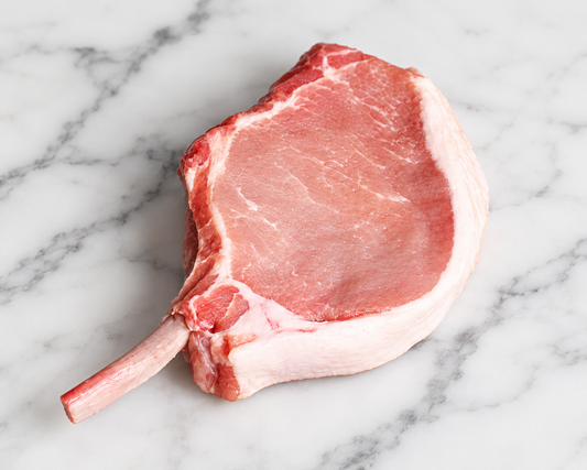 Duroc Pork Rack Chop B/In Frenched 8 OZ